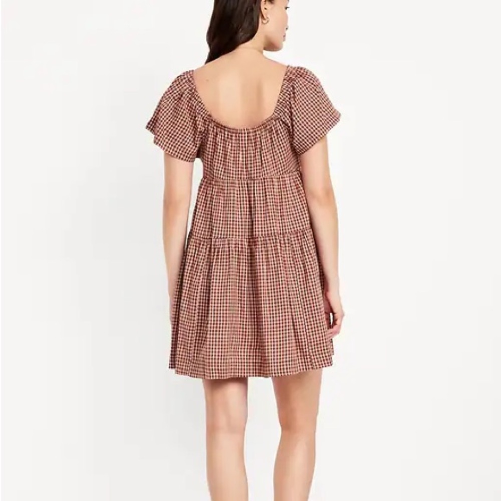 Old Navy Red Gingham Tiered Mini Dress | Size S - Picture 4 of 4